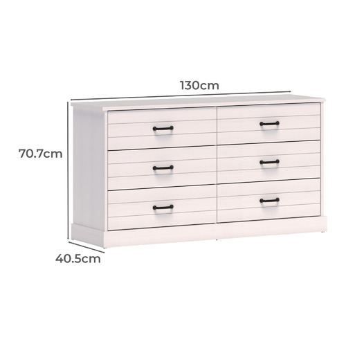White Hamptons 6 Drawer Chest
