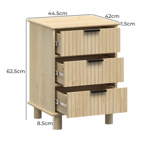 Astar 3 Drawer Side Table