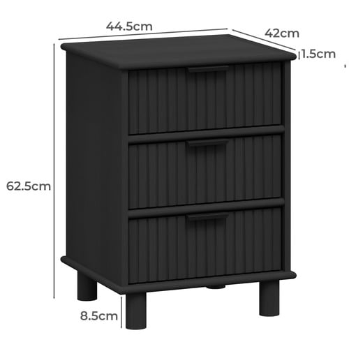 Astar 3 Drawer Bedside Table