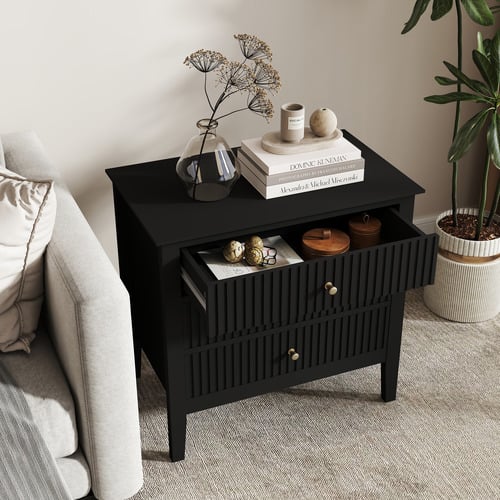 Petro Fluted 3 Drawer Bedside Table