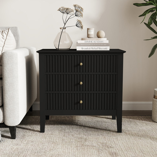 Petro Fluted 3 Drawer Bedside Table