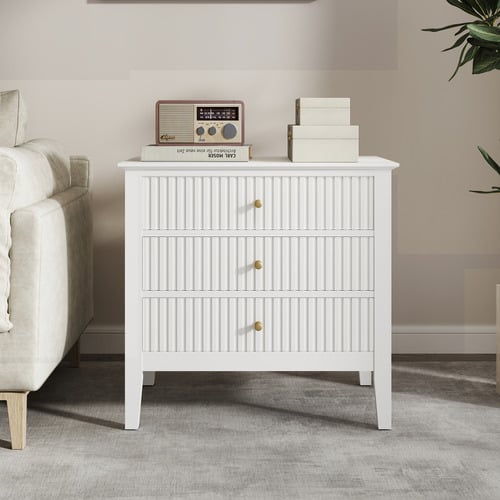 Petro Fluted 3 Drawer Bedside Table
