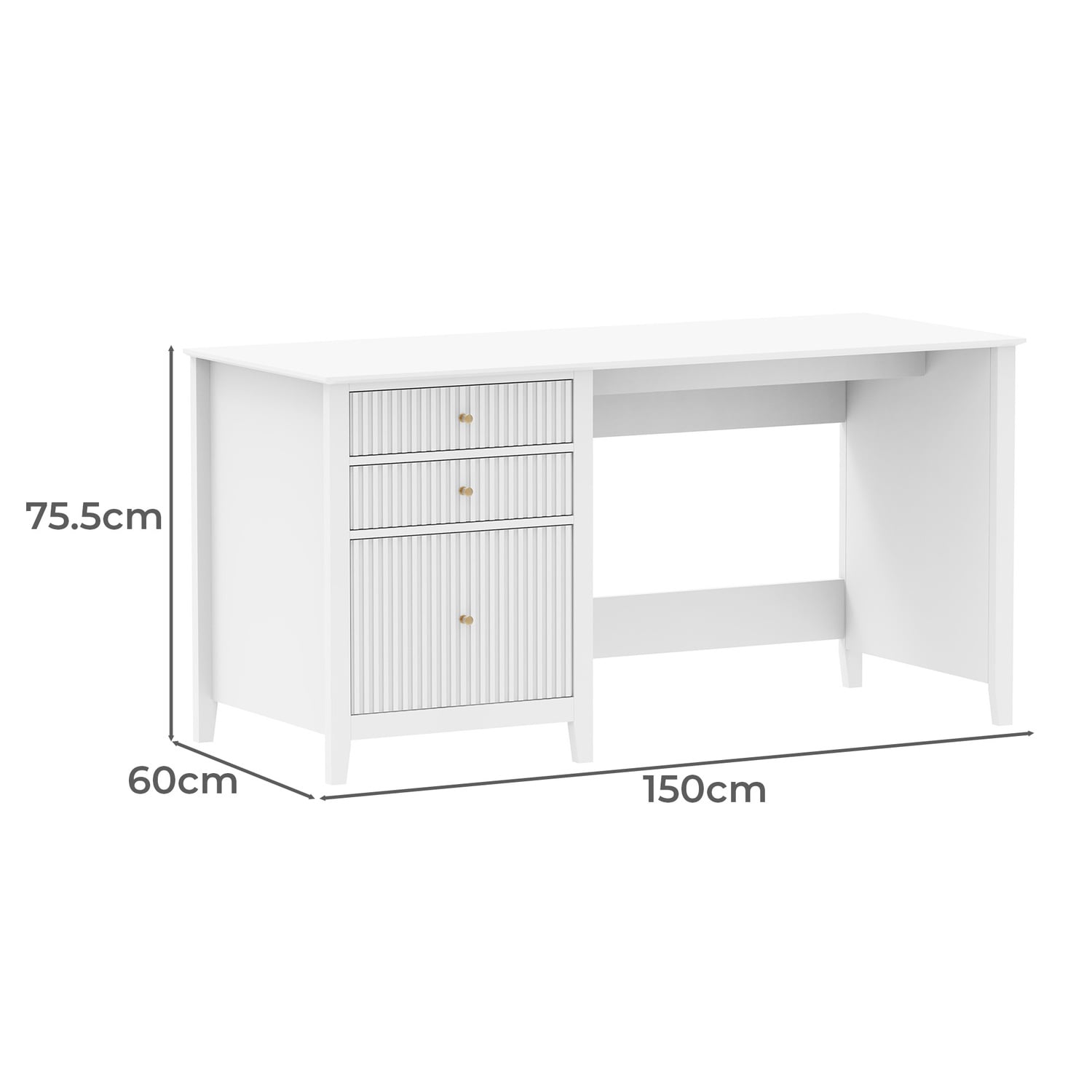 Amara 3 Drawer Writing Desk