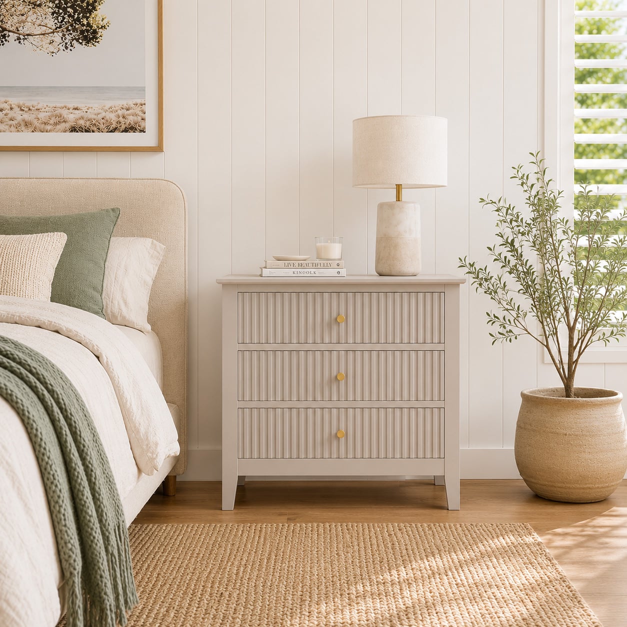 Large Amara 3 Drawer Bedside Table