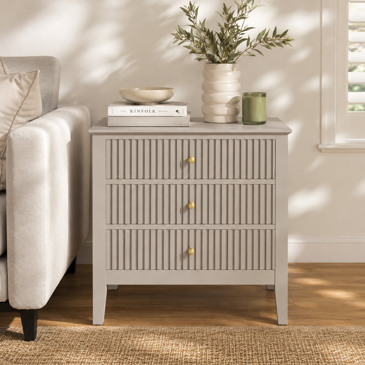 Large Amara 3 Drawer Bedside Table