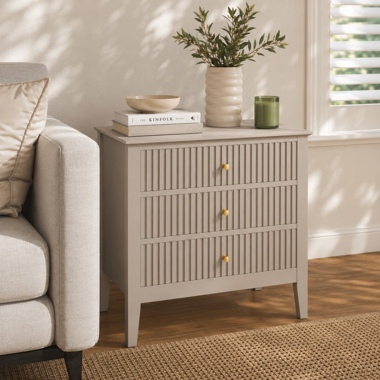 Large Amara 3 Drawer Bedside Table