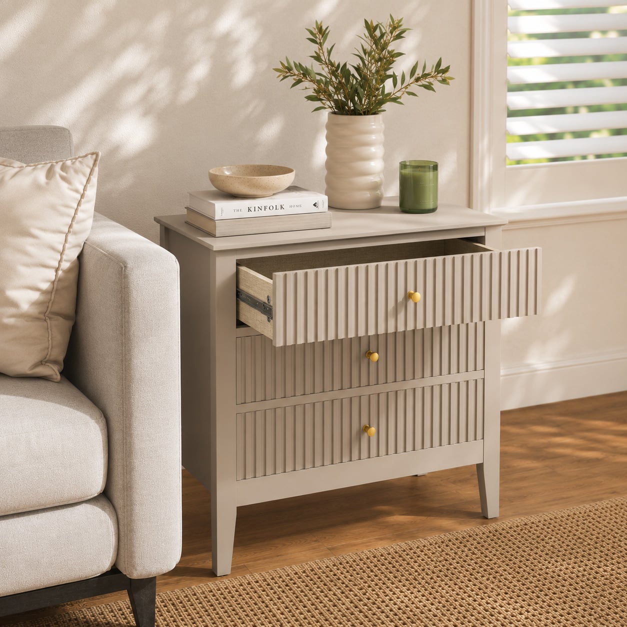 Large Amara 3 Drawer Bedside Table