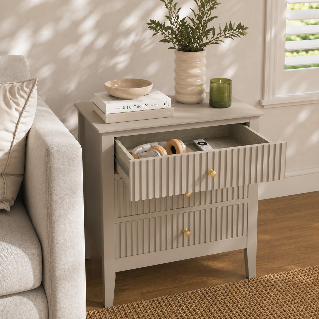 Large Amara 3 Drawer Bedside Table