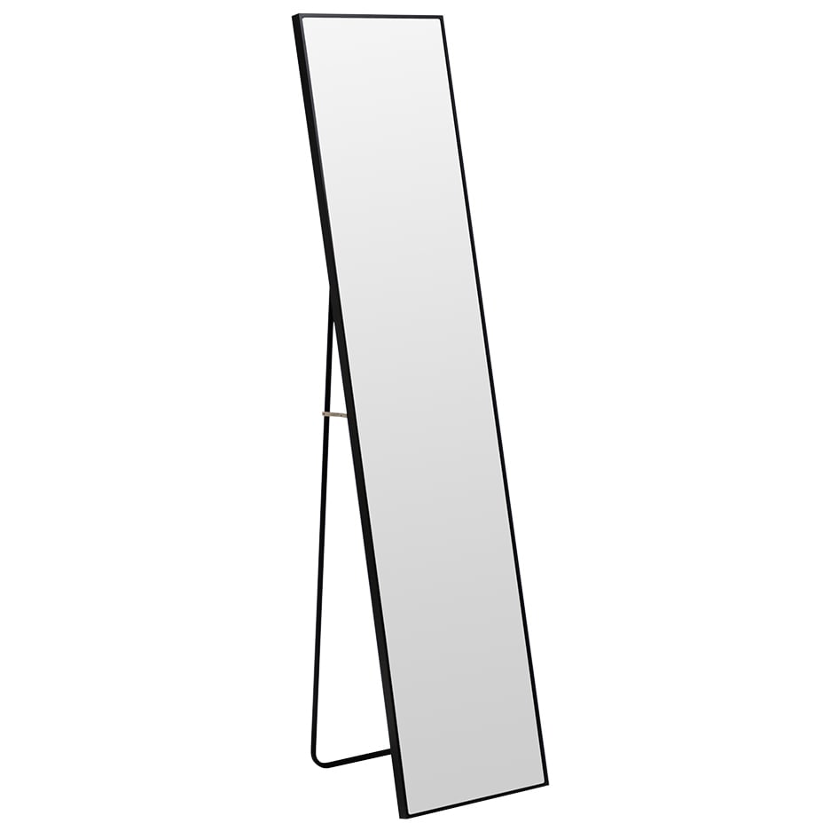 Halo Rectangle Black Metal Standing Mirror