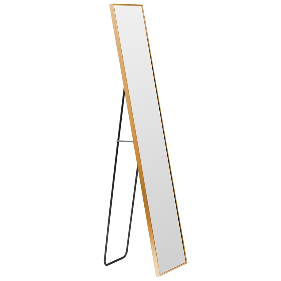 Halo Rectangle Brass Metal Standing Mirror