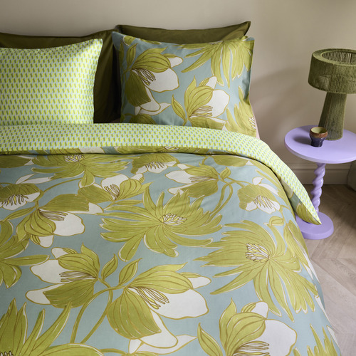 Green Melodi Cotton Quilt Cover Set