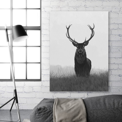 The Print Emporium Black & White Elk Printed Wall Art & Reviews ...