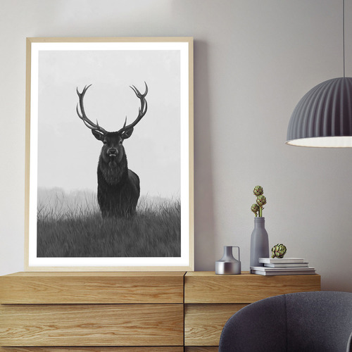 The Print Emporium Black & White Elk Printed Wall Art & Reviews
