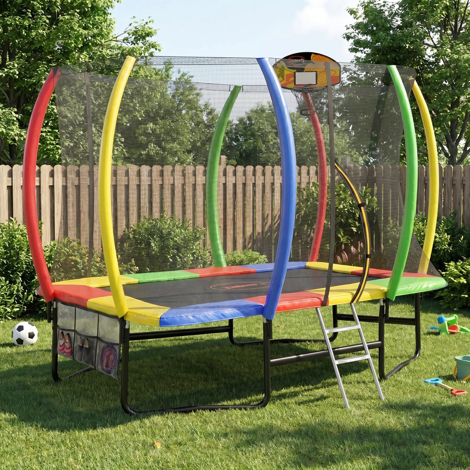 Kahuna Rectangular Trampoline with Basketball Set