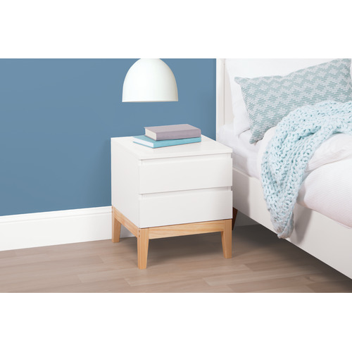 Kodu White Arctic 2 Drawer Bedside Table Temple & ster