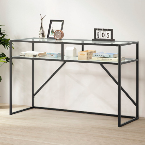 Core Living Black Henrietta Metal, Metal Console Table With Stools