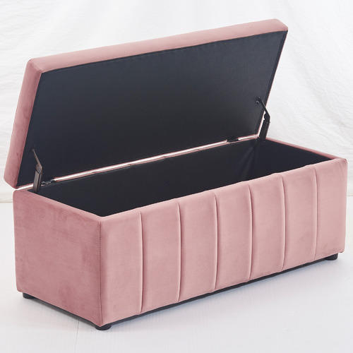 Core Living Beryl Velvet Storage Ottoman Bench Temple & ster