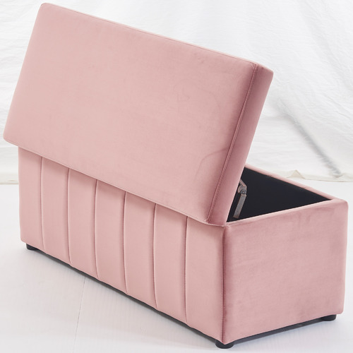 Core Living Beryl Velvet Storage Ottoman Bench Temple & ster