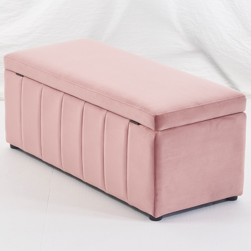 Core Living Beryl Velvet Storage Ottoman Bench Temple & ster