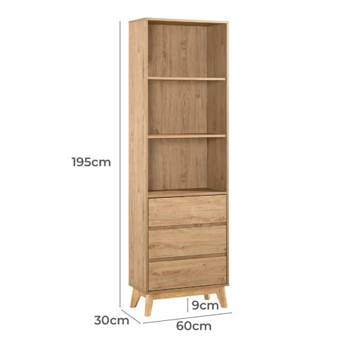 Natural Anderson 3 Shelf Bookcase