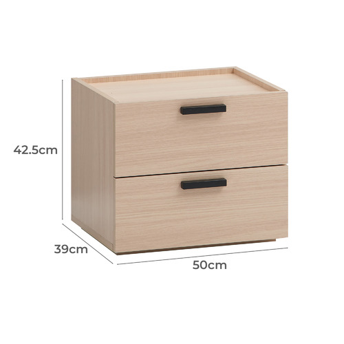 Light Oak Marriott 2 Drawer Bedside Table