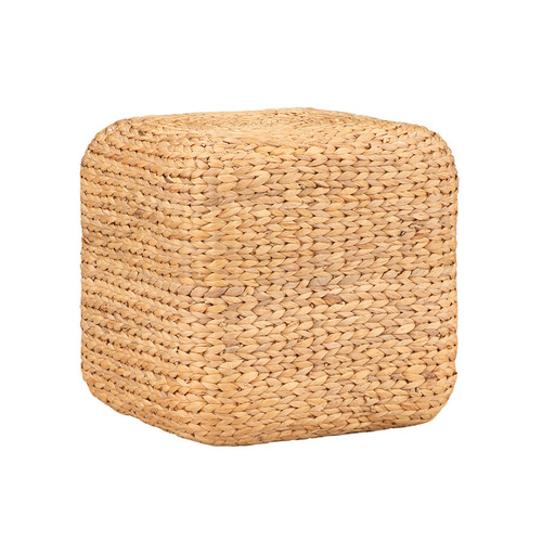 Core Living Harper Cube Water Hyacinth Pouffe | Temple & Webster