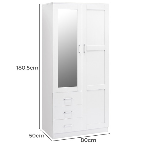 Core Living White Morana 2 Door 3 Drawer Wardrobe | Temple & Webster