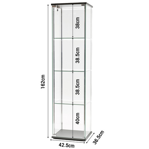 West 4 Tier Glass Display Cabinet with LED