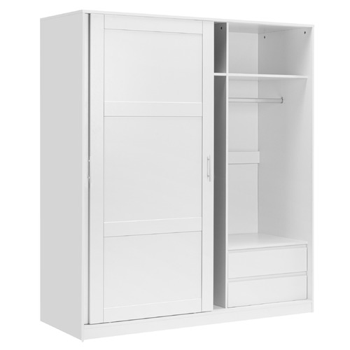 Core Living White Morana 2 Drawer Sliding Doors Wardrobe | Temple & Webster