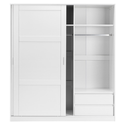 Core Living White Morana 2 Drawer Sliding Doors Wardrobe | Temple & Webster