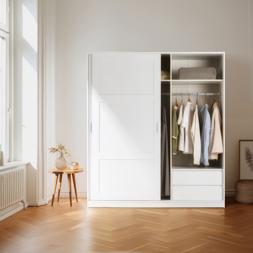 White Flair 2 Drawer Wardrobe