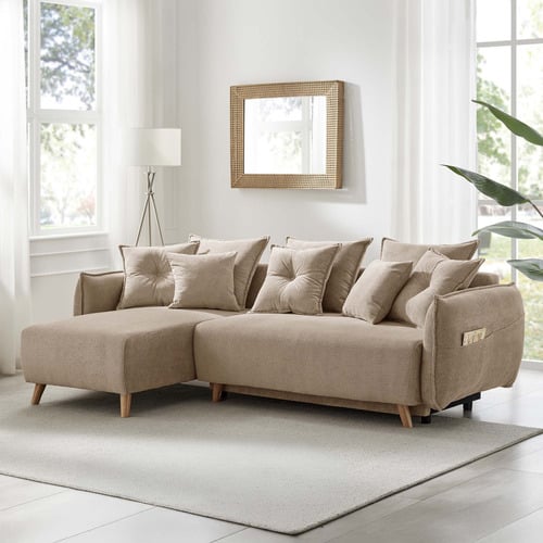Thomas 3 Seater Upholstered Storage Sofa Bed with Chaise