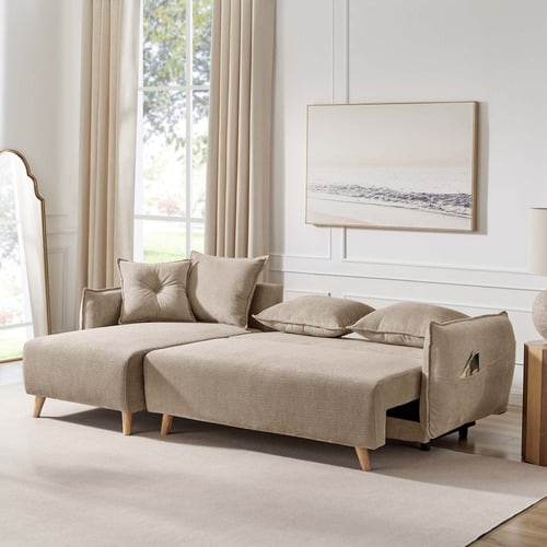 Thomas 3 Seater Upholstered Storage Sofa Bed with Chaise