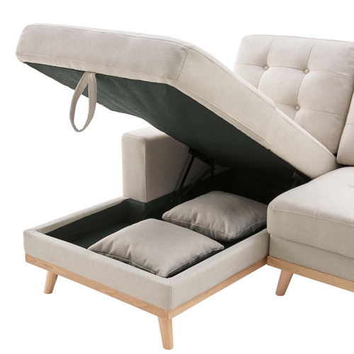 Curtis 3 Seater Upholstered Storage Sofa Bed with Chaise