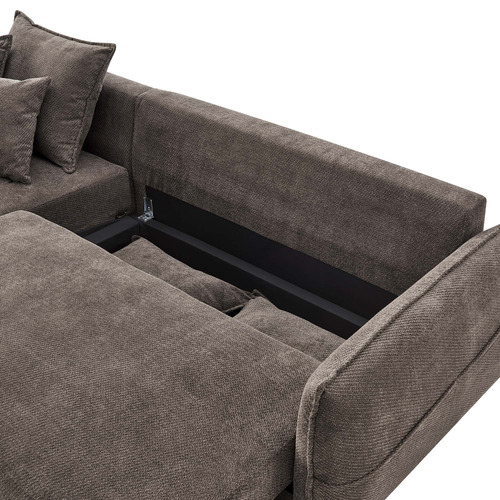 Thomas 3 Seater Upholstered Storage Sofa Bed with Chaise