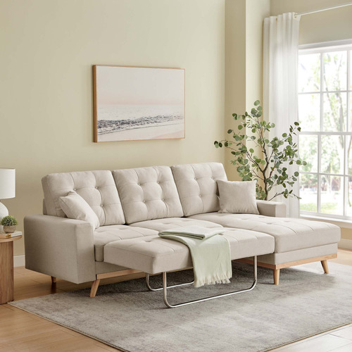 Curtis 3 Seater Upholstered Storage Sofa Bed with Chaise