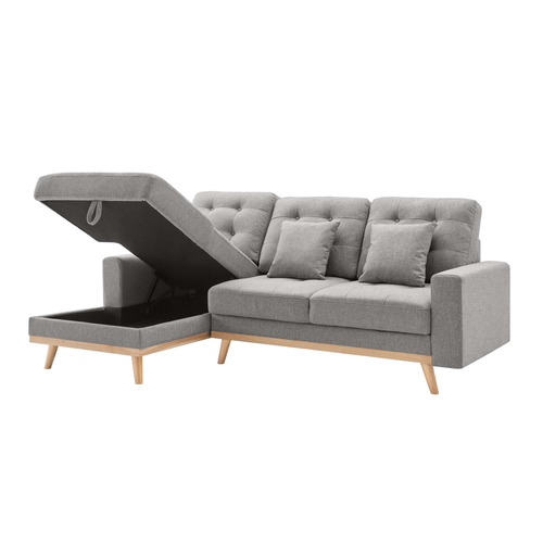 Curtis 3 Seater Upholstered Storage Sofa Bed with Chaise
