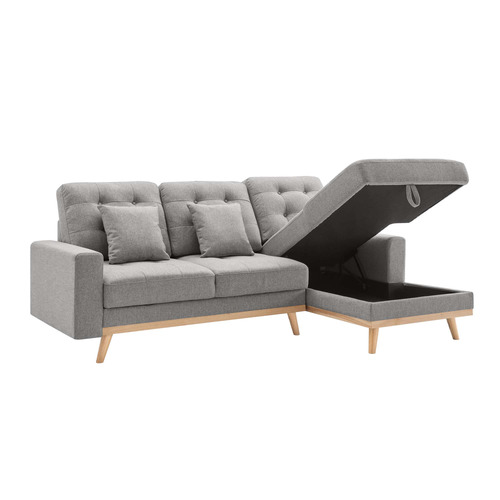 Curtis 3 Seater Upholstered Storage Sofa Bed with Chaise