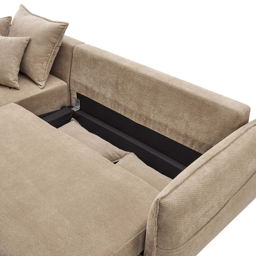 Thomas 3 Seater Upholstered Storage Sofa Bed with Chaise