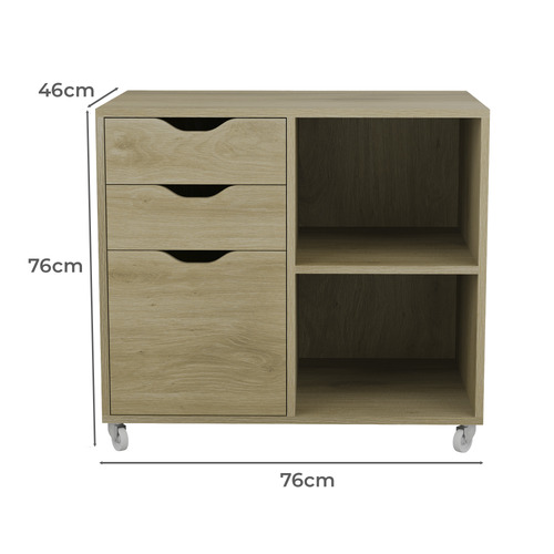 Reuben 3 Drawer 2 Shelve Filing Cabinet