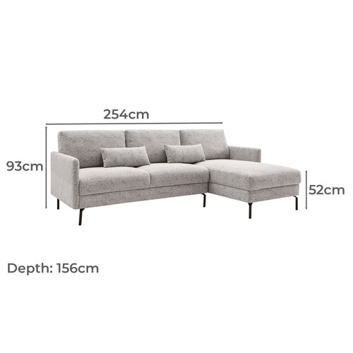 Alaba 3 Seater Upholstered Sofa with Right Chaise