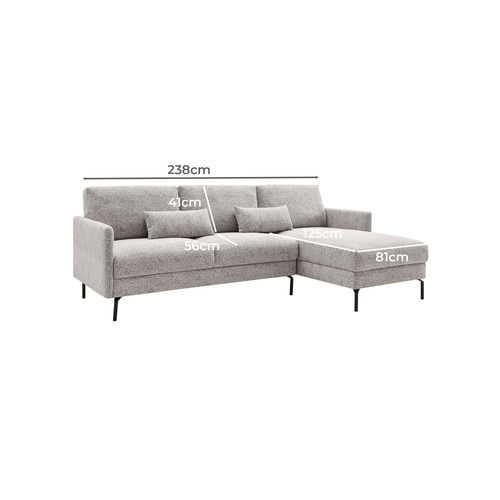 Alaba 3 Seater Upholstered Sofa with Right Chaise