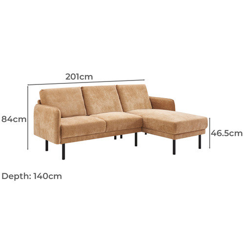 Skadi 3 Seater Upholstered Sofa with Right Chaise