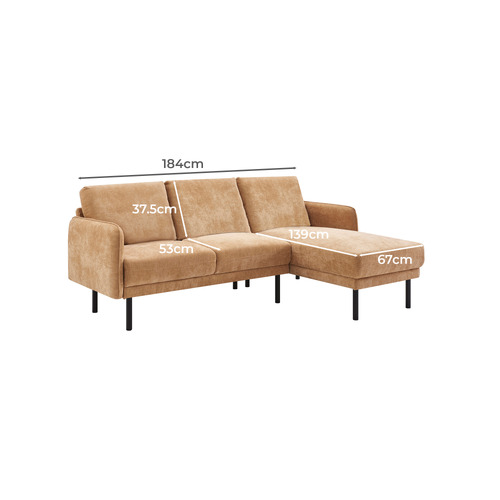 Skadi 3 Seater Upholstered Sofa with Right Chaise