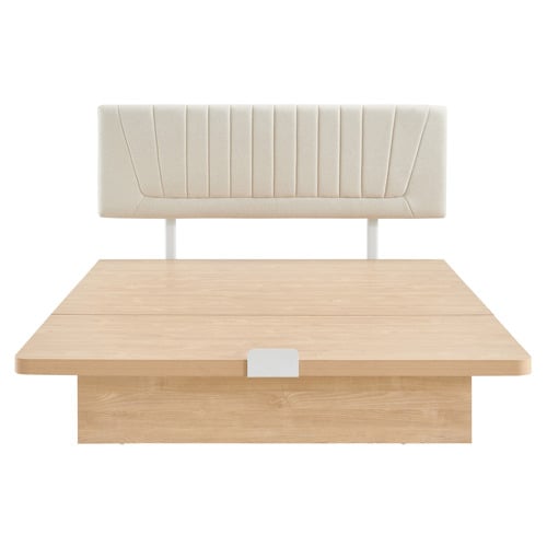 Natural Merida Gas Lift Storage Queen Bed Frame