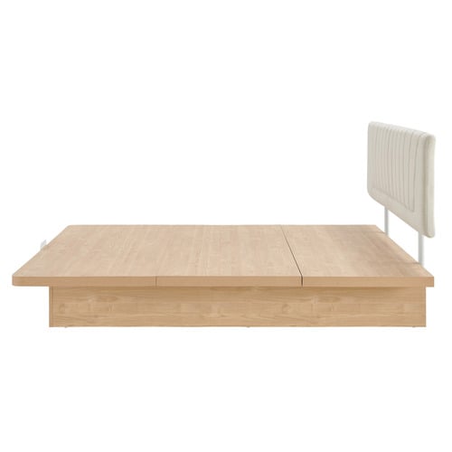 Natural Merida Gas Lift Storage Queen Bed Frame
