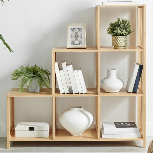 Mirella 6 Shelf Bamboo Wood Bookcase