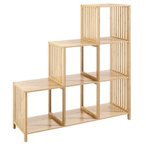 Mirella 6 Shelf Bamboo Wood Bookcase