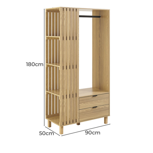 Anela Clothing Rack with Shelves & Drawers