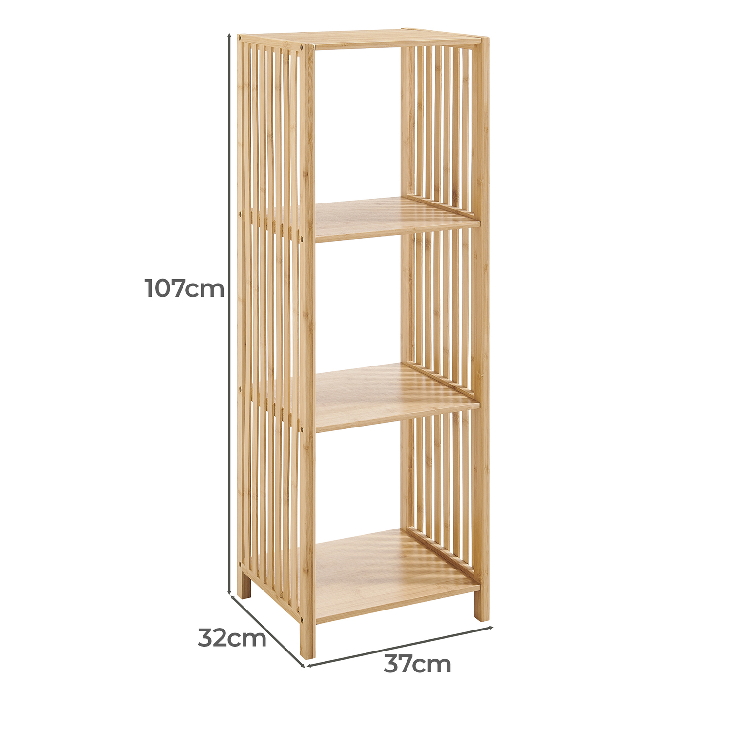 Mirella 3 Tier Bamboo Wood  Shelving Unit